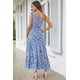 thumbnail image 3 of Vestido Maxi Floral Azul PRETTYGARDEN para Mujer con Nudo y Hombro Descubierto Talla M, 3 of 8