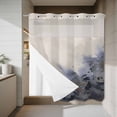 thumbnail image 4 of Black Blue Beige No Hook Shower Curtain with Snap in Liner, Waterproof Fabric Shower Curtains, Modern Ink Wash Painting Abstract Art Shower Curtain Set Top See Through for Bathroom 66"x72", 4 of 8