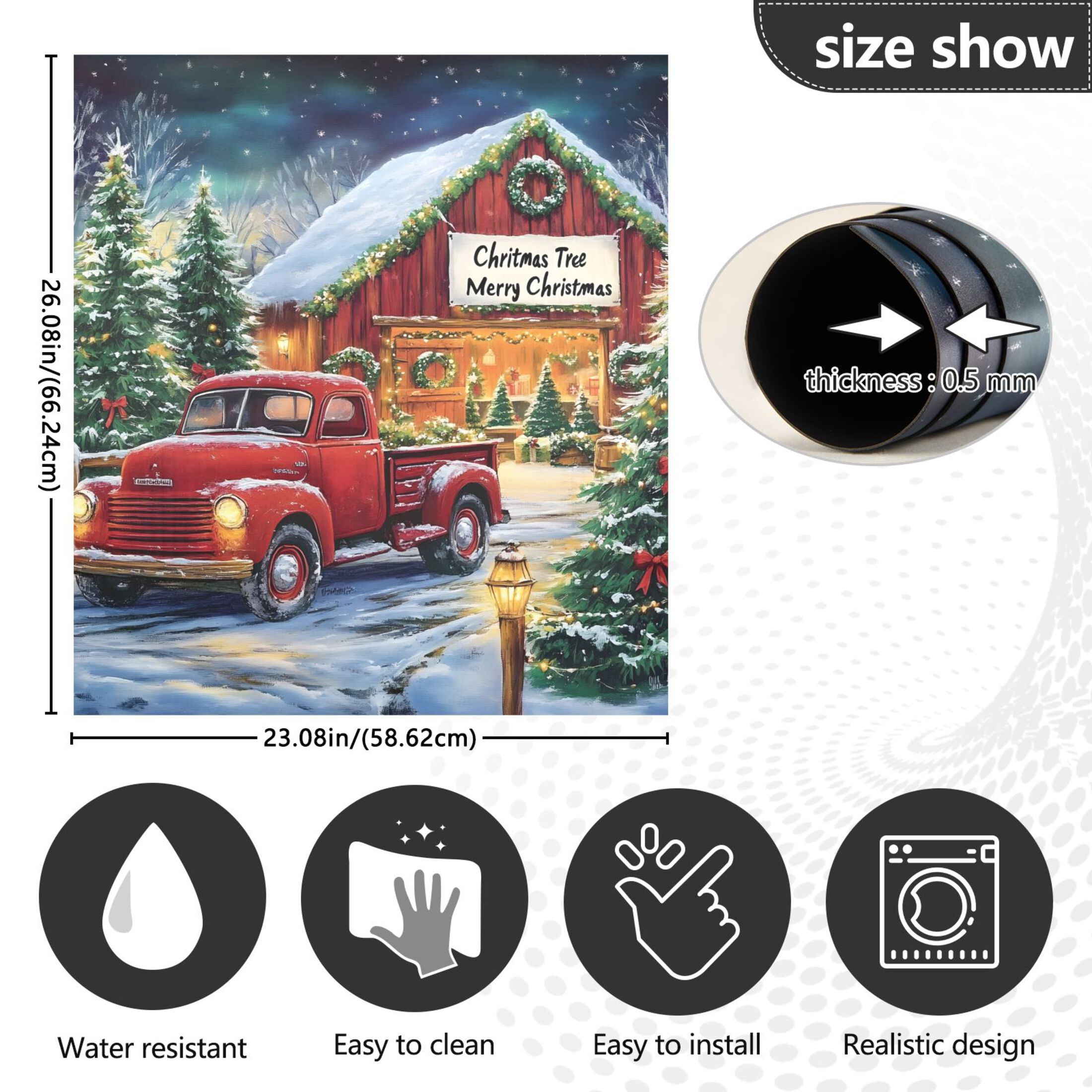 Ryvnso Vintage Truck Christmas Dishwasher Magnetic Refrigerator Magnet Cover Kitchen Home Decorative 23"x26"