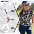 thumbnail image 5 of Garronmavis Golf Shirts for Women Short Sleeve Zip Up Tennis Shirts Lightweight Hiking Shirt Womens Animal Print Golf Shirt, Black Lepoard Prints, Size S, 5 of 7