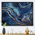 thumbnail image 2 of Designart "Abstract Illusion Blue and Gold Marble III" Oversized Abstract Framed Wall Art - Modern Blue Abstract Marble Entryway Framed Wall Art, 2 of 7