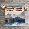 thumbnail image 3 of Ambesonne Coastal Quilted Bedspread Set 3 Pcs, Mountains Shore Boats, Queen Size, Multicolor, 3 of 3