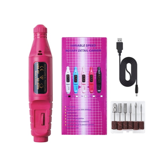 Qarigey Taladro eléctrico tallado pluma conjunto desata el potencial creativo máquina portátil de mejora de uñas conjunto de molino de Juegos de manicura  versión mejorada Rose Red USB