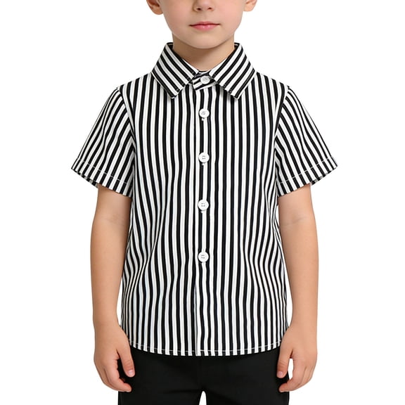 EnJoCho Boys Button Down Shirt Toddler Short Sleeve Striped Seersucker Hawaian Summer Casual Beach Holiday Comfortable Lightweight Vacation Party Fashion Trendy