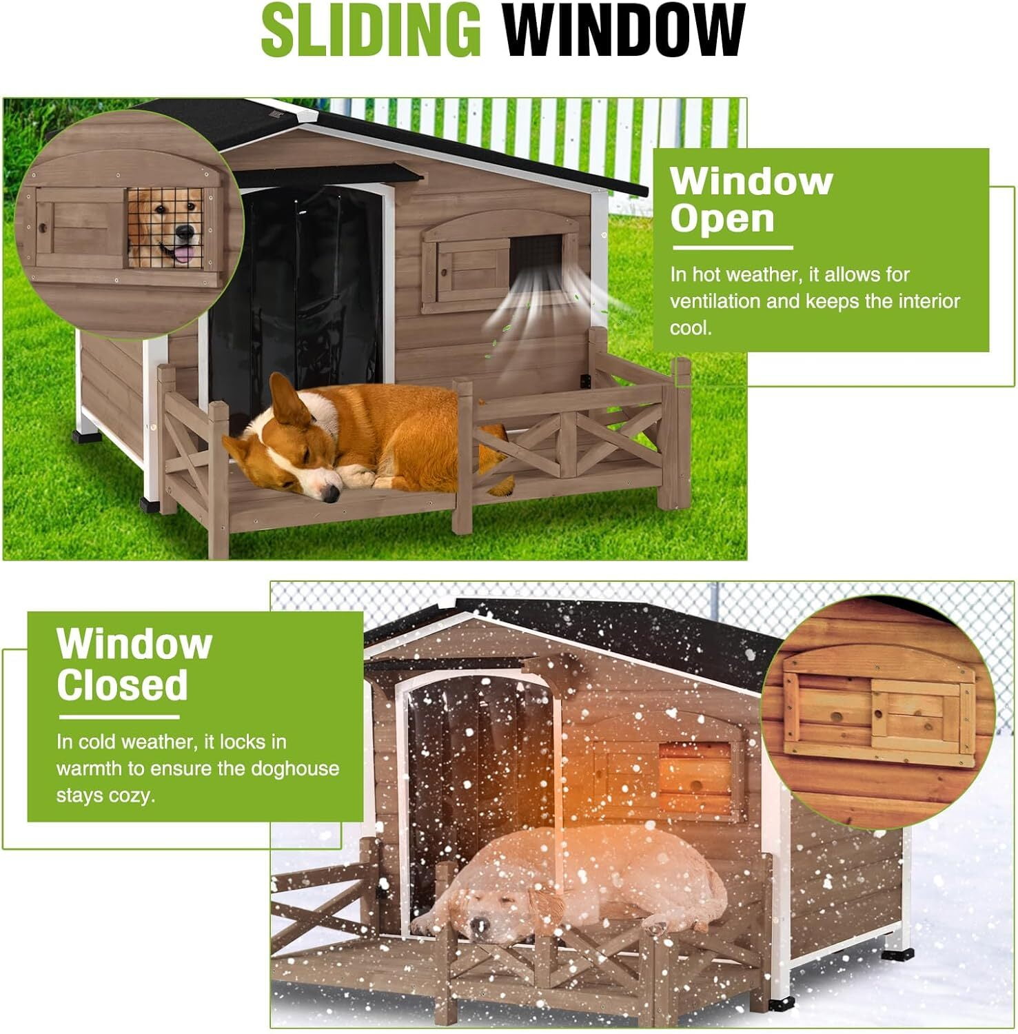 Aivituvin 44.6" L Dog House Outdoor with Anti-Chew Iron Frame, Weatherproof Dog Shelter Dog Crate for Small, Medium and Large Dogs Outside Light Brown