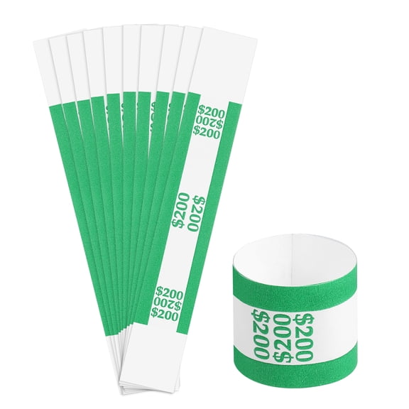 Uxcell Pack of 50 Money Band Bundles, Self-Adhesive Bill Wrappers Money Wrappers Money Straps, 7.6x1.14 Inch, Green
