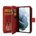 thumbnail image 5 of Zipper Wallet Case for Samsung Galaxy S22, [15 Card Slots] [Zipper Pocket] Luxury PU Leather Flip Folio Cover with [Magnetic] [Wrist Hand Strap] [Kickstand] Skin-Feeling Shockproof Case,Red, 5 of 10