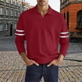 thumbnail image 2 of Gibobby Camisas polo Camisas de manga larga con cremallera para hombre Camisas de negocios informales de ajuste regular para hombres Trajes de primavera(Rojo,CH), 2 of 3