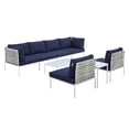 thumbnail image 2 of Modway Harmony 8-Piece  Sunbrella® Basket Weave Outdoor Patio Aluminum Sectional Sofa Set in Taupe Navy, 2 of 10