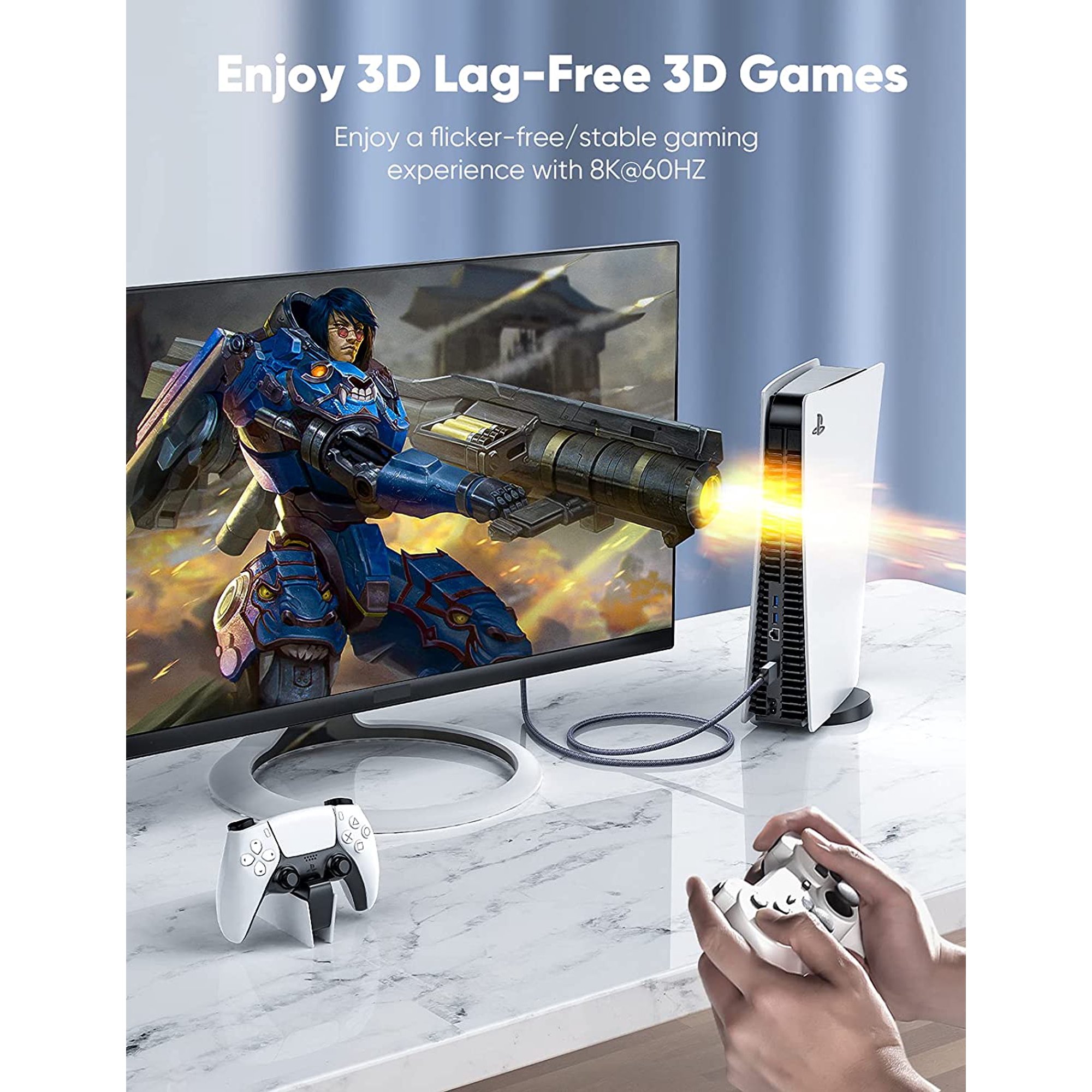 8k 60hz Hdmi Cable 6 6ft 2m Ultra Hd 48gbps High Speed Hdmi Braided Cord 4k 1hz 8k 60hz Dts X Hdcp 2 2 2 3 Hdr 10 Compatible With Tv Ps4 Ps5 Monitor Pc And More Walmart Canada