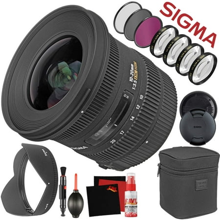 Image of Sigma 10-20mm f/3.5 EX DC HSM Lens for Nikon F (202306) with FLD Filter CPL Filter UV Filter - Close Up Filter Kit and