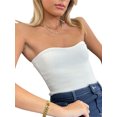 thumbnail image 5 of Canis Women's Strapless Ribbed Knit Solid Color Tube Tops for Summer, 5 of 9