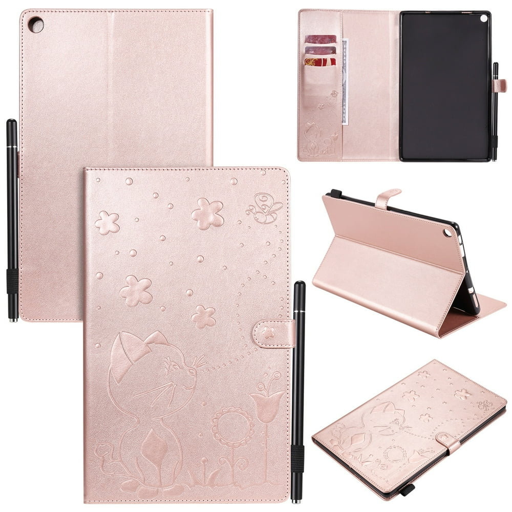Kindle Fire HD 10 Tablet Case, Dteck Embossed Cat Pattern Premium PU
