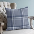 thumbnail image 4 of Pillow Covers 18x18 Set of 2, Blue Checkered Throw Pillow Covers Decorative Couch Cushion Cover, Stripes Blue Dark Buffalo Plaid Microfiber Soft Square Pillowcases for Bedroom Living Room Sofa, 4 of 9