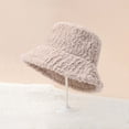 thumbnail image 7 of dianhelloya Women Fall Winter Fisherman Hat Flat Top Wide Brim Thick Soft Plush Solid Color Sunshade Windproof Warm Decorative Lady Deep Bucket Cap Winter Headwear Beige, 7 of 7