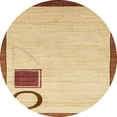 thumbnail image 1 of Ahgly Company Tapis Rond Abstrait Chocolat Brun Uni pour Intérieur, 3 Pieds Rond, 1 of 6
