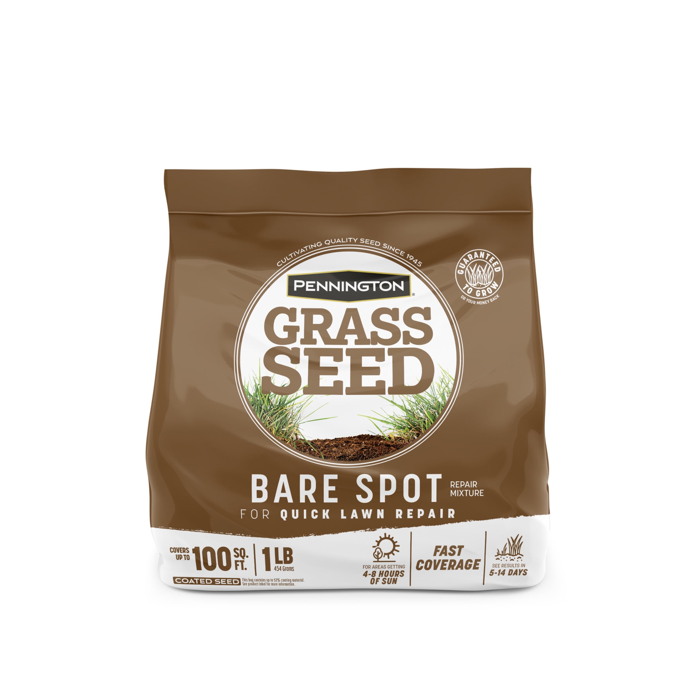 (2 pack) Pennington Bare Spot Northern Grass Seed Mix, Grass Seeds for Lawn, Sun to Partial Shade, 1 lb.
