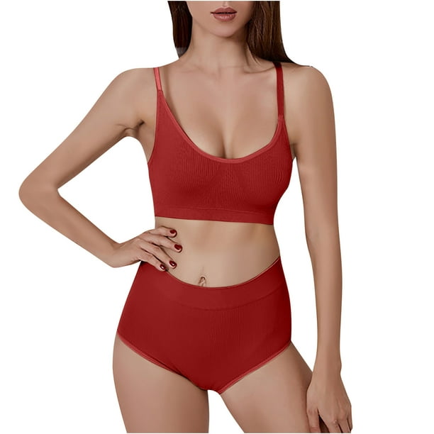 Mefallenssiah Women'S Bra Seamless Large Size Backing Sling Traceless Sexy  Gathered Back Underwear (Red) 