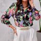 thumbnail image 3 of Blusas De Verano Blusas básicas con estampado floral Camisa de manga larga para mujer Traje diario (Negro XL) Ygjytge para Mujer Negro T L, 3 of 7