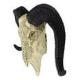 thumbnail image 4 of Tribal Floral Vines Tooled Filigree Corsican Ram Cow Skull Wall Decor Plaque 11", 4 of 9