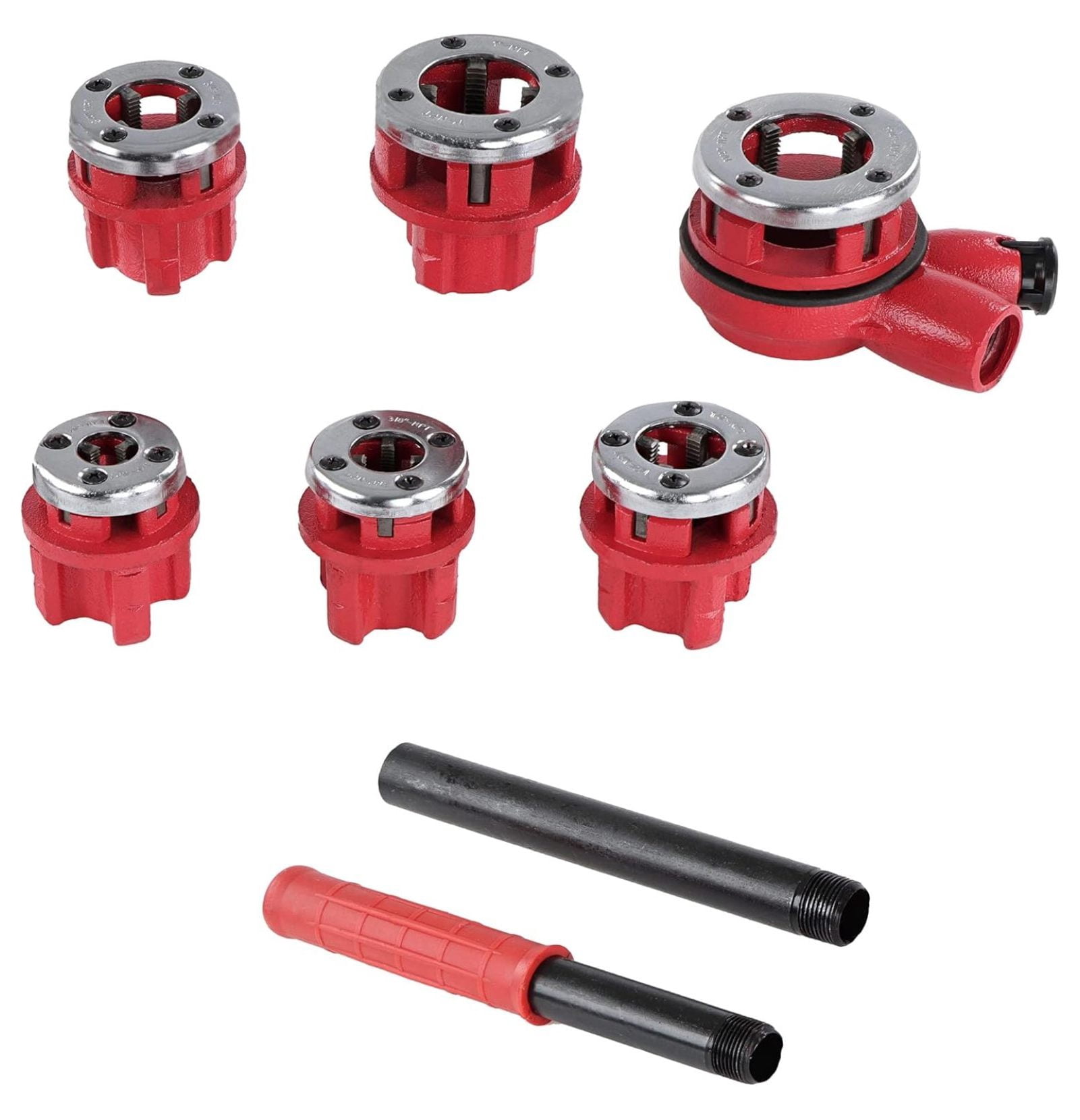YuraZH Ratchet Pipe Threader - Galvanized Pipe Threader Kit with 6 Iron Pipe Dies for Threading Metal and PVC Pipes