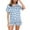 04 Blue, variant on Awdenio Satin Pajamas Women's Fashion Short Sleeve Summer Sleepwear Soft Silk Button Down Loungewear Pjs Shorts Set S-XXL