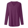 thumbnail image 6 of Towmus Tunic Tops for Women Long Sleeve Fall Tops V Neck Basic Shirts Solid Color T Shirt Loose Casual Fall Blouse Black Tees, 6 of 6