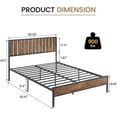 thumbnail image 3 of Garvee Queen Bed Frame with Tall Industrial Headboard, Rustic Brown Metal Platform Bed with Under-Bed Storage, Noise-Free, Strong Steel Slat Support, No Box Spring Needed, Easy Assembly, 3 of 8