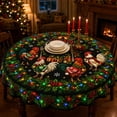 thumbnail image 2 of CHJK Christmas Round Tablecloth, 60 Inch Festive Xmas Rooster Table Cover, Decorative Round Table Cloth for Holiday Dining Party Home Decoration, 2 of 6