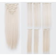 thumbnail image 1 of SWACC Extensiones de cabello sintético con clip para mujer, 22 pulgadas, cabeza completa recta, 7 piezas separadas, resistentes al calor (rubio platino-60#), 1 of 2