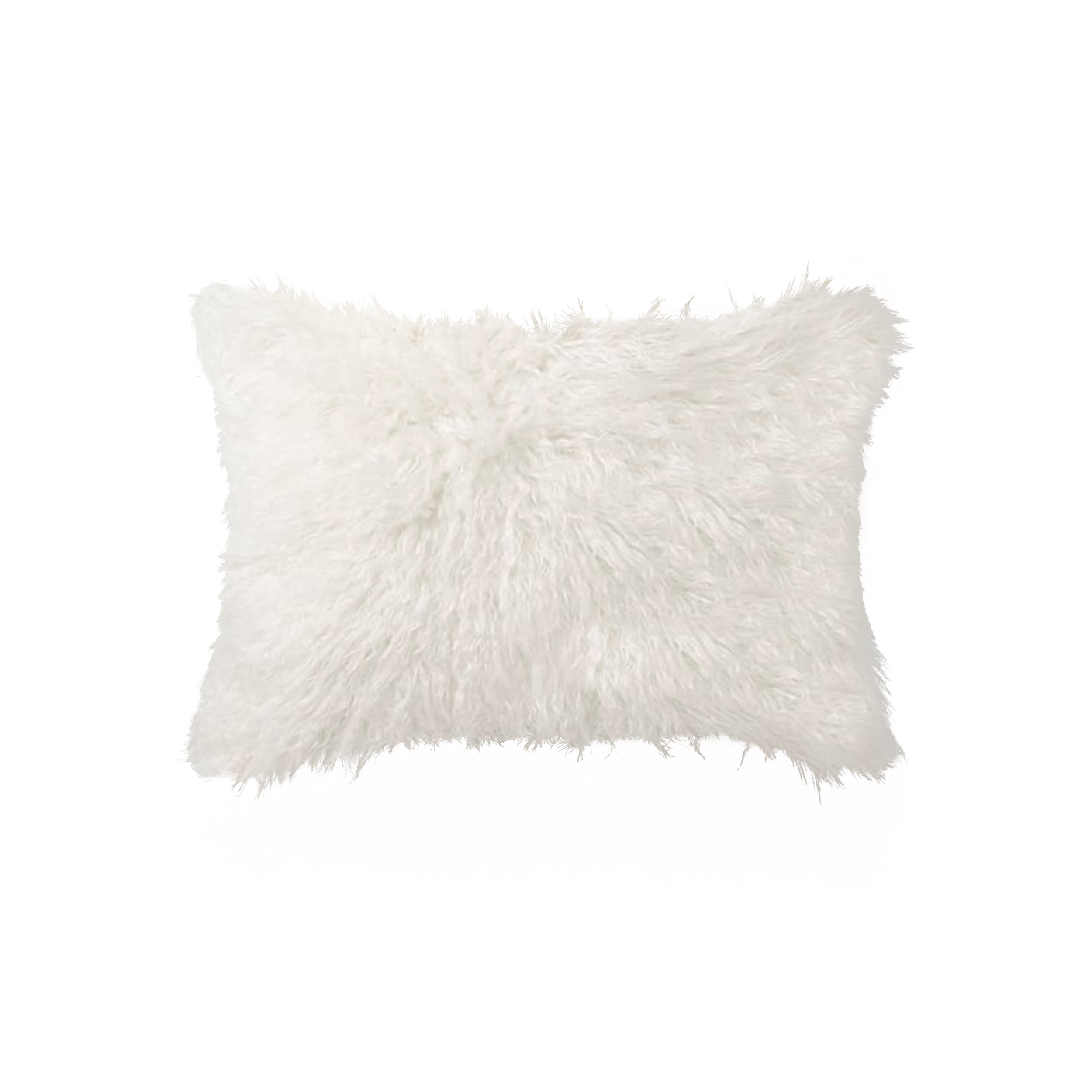 12" X 20" Off White Faux Fur Pillow