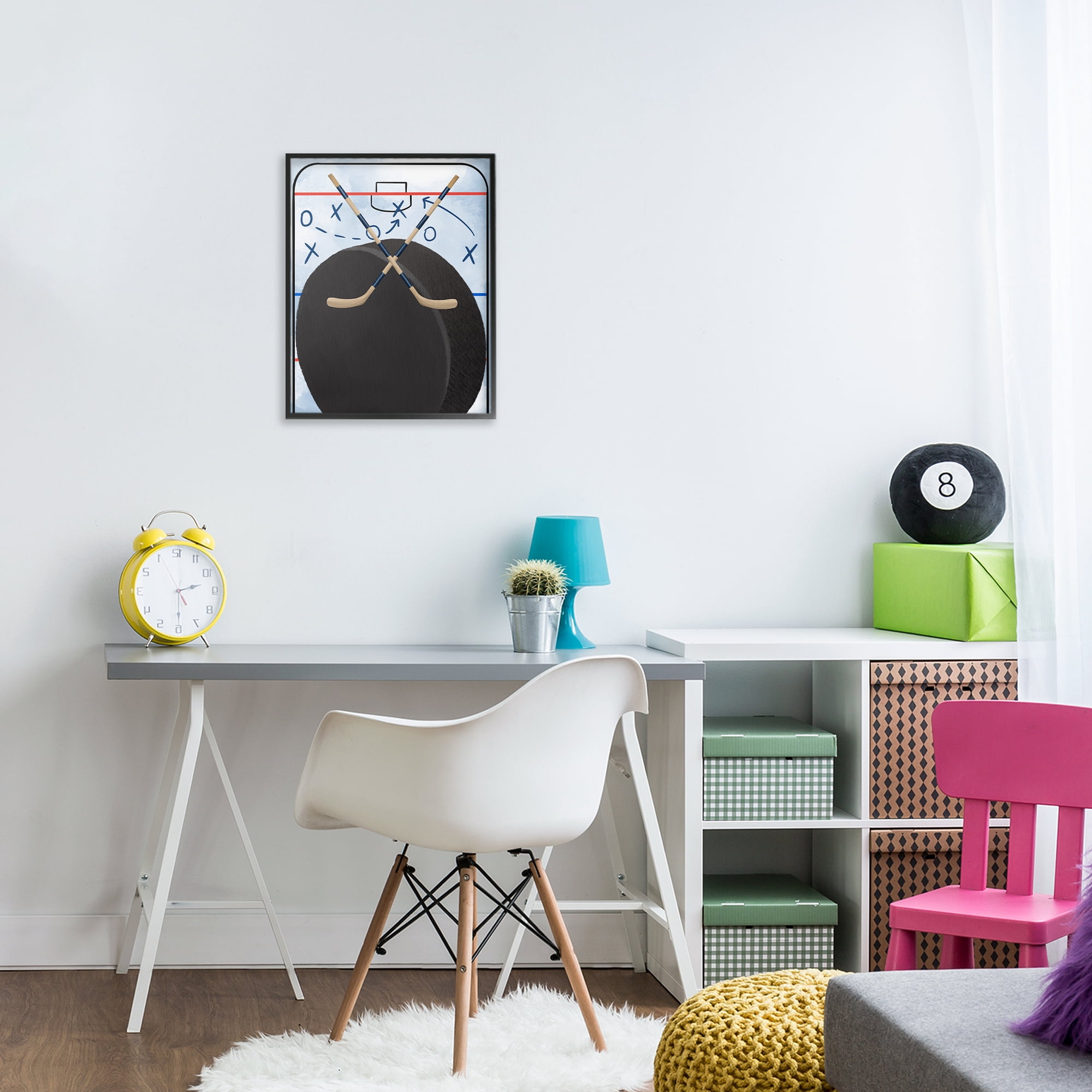 Stupell Industries Hockey Rink Tactics Black Framed Giclee Art, design by Jennifer Stith