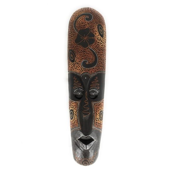 Tribal Tiki Mask 20" w/ Hibiscus - Primitive Art | #wib370450g