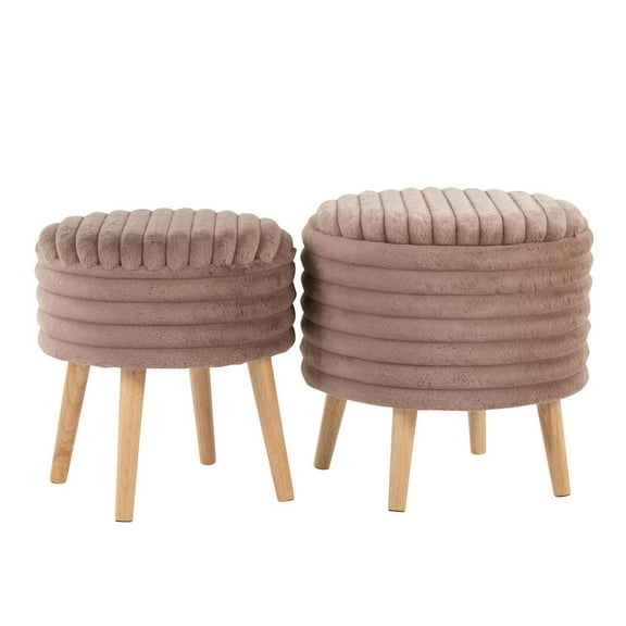 LumiSource Tray Plush Storage Ottoman Set