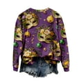 thumbnail image 4 of Craaazy Women's Mardi Gras Shirts Round-neck Casual Long-sleeved Sweatshirt Holiday Party Costumes Graphic Carnival Top Gifts, 4 of 6