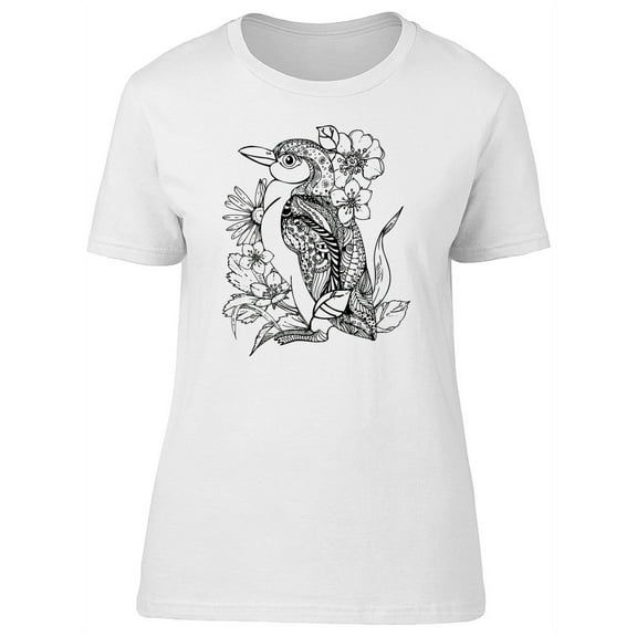 Beautiful Floral Paisley Penguin T-Shirt Women -Image by Shutterstock, Female Small
