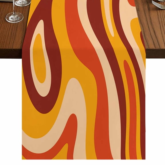 Table Runners 72 Inches Long Dress Scarves, Orange Brown Farmhouse Kitchen Table Runner, Coffee Tablerunners, Modern Farmhouse Abstract Patterned Art 16x72 Inch