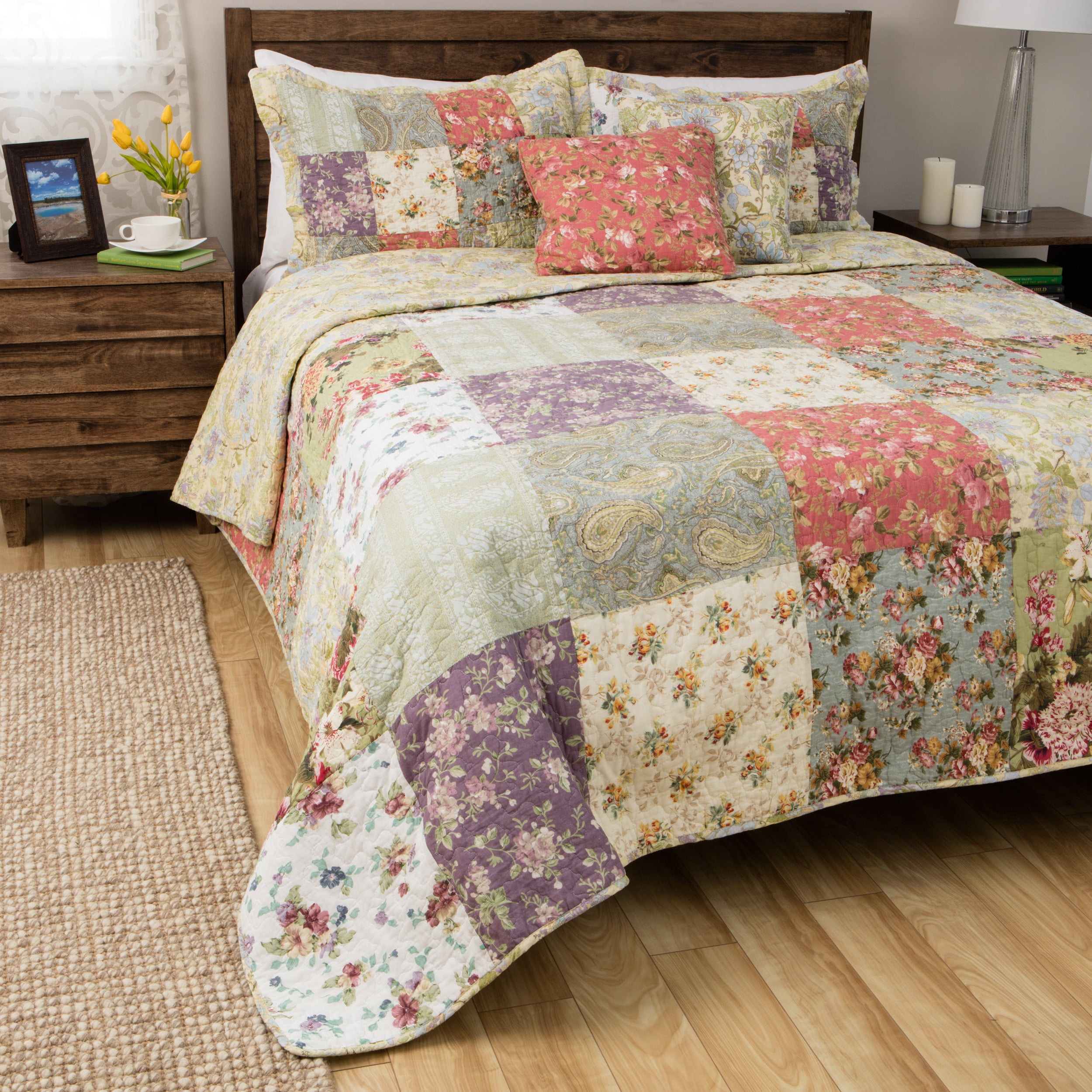 Greenland Home Fashions Blooming Prairie 5piece Cotton Quilt Set