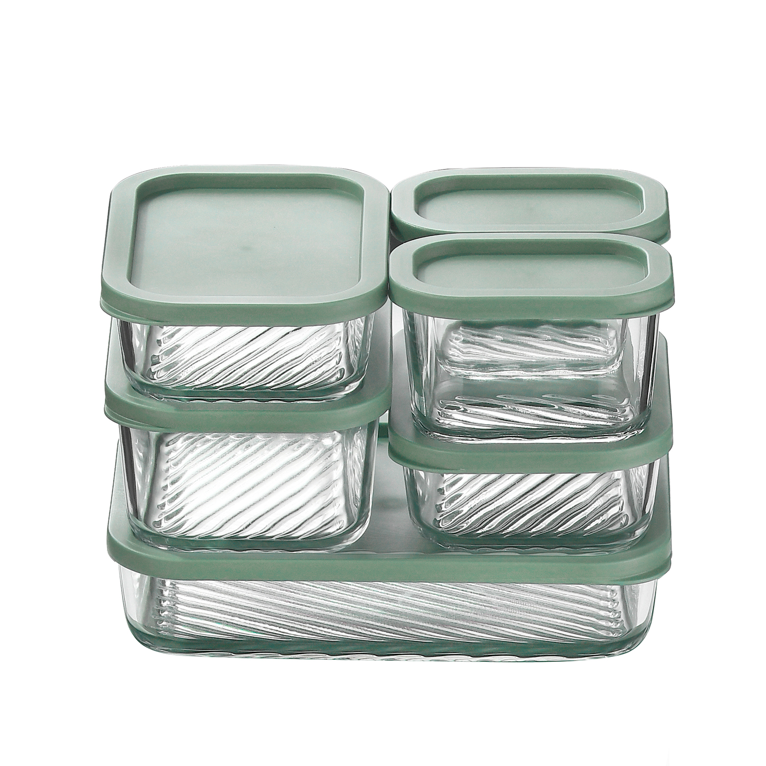 Lamma Loe Glass Storage Containers with Lids, 12 Piece Meal Prep Containers, Oven to Freezer Safe, Stackable, Glass Food Storage Containers, Sage Green