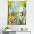 thumbnail image 1 of Hedgehog Tapestry, Woodland Party with Comical Cartoon Characters Bear Bunny and Raccoon Happiness, Fabric Wall Hanging Decor for Bedroom Living Room Dorm, 5 Sizes, Multicolor, by Ambesonne, 1 of 1