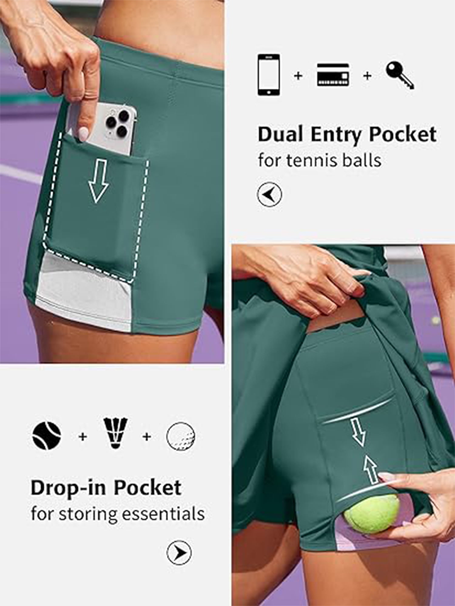 Charmo Zipper Tennis Dress for Womens Polo Workout Golf Dress with Shorts and Pockets
