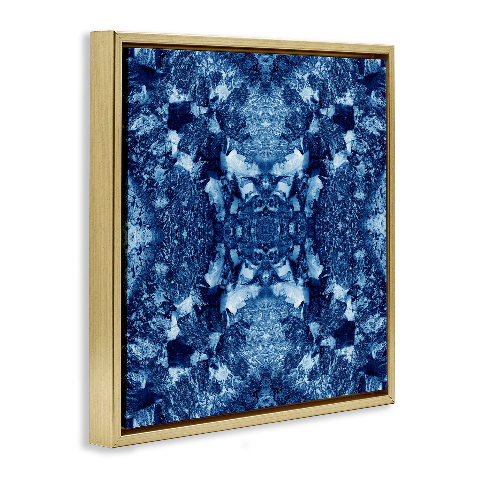 Stupell Industries Mosaic Tie Dye Pattern Abstract Painting Gold Floater Framed Canvas Art Print Wall Art, 18 x 18