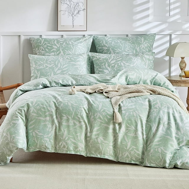 Reversible Duvet Cover Queen Tree Branch Pattern Queen Duvet Cover Set pc Soft Microfiber Breathable Botanical Bedding Sets with Zipper Ties