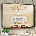 thumbnail image 2 of Modern Black Metal Framed Full Length Wall Mirror - Rectangular with Rounded Corners - Vertical or Horizontal Mount - Ideal for Bathroom, Living Room, or Entryway - Size: 55x30 Inches, 2 of 6