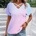 thumbnail image 4 of Giftesty Blouses for Women Dressy Casual Women's Fashion Solid Color Short-sleeved V-neck Loose Casual Tops, 4 of 8