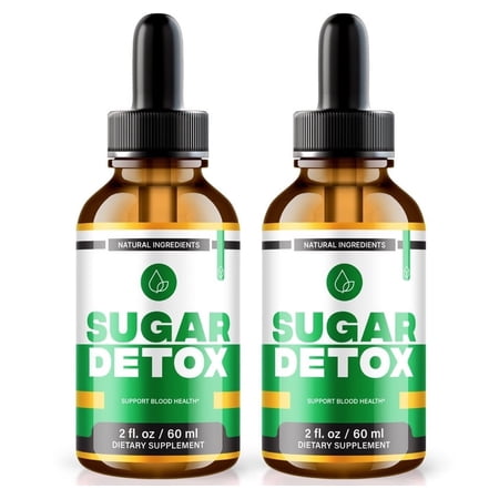 (2 Pack) Sugar Detox, Sugar Detox Drops, 21-Day Sugar Detox Challenge, All-Natural Liquid Cleanse For Beginners, Premium Blood Formula Gotas Reviews (60 Servings)