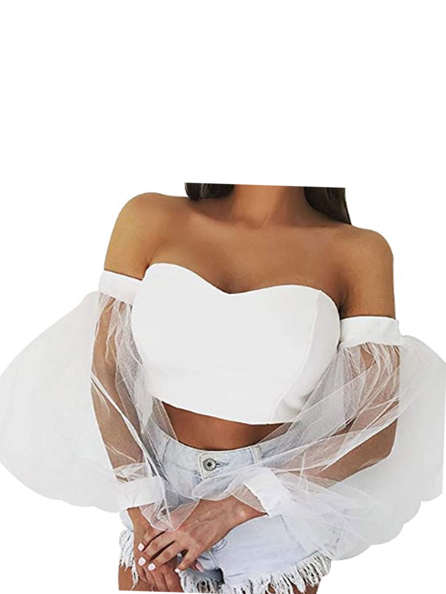 Yejaeka Women Off Shoulder Crop Top 