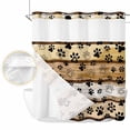 thumbnail image 2 of Brown Cat Paw Print No Hook Shower Curtain Waterproof,Bathroom Curtains with Snap in Liners and See Through Top Window,Vintage Farmhouse Country Wooden Grain Hotel Bathtub Curtains Shower 72"Wx78"L, 2 of 8