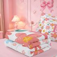 thumbnail image 5 of meiyoeat Cute Flower Pattern Zipper Twin Comforter Sets with Fitted Sheet and 2 Pillowcases For Girls,Cartoon Blossom Alphabet E Art Zipper Bedding Set For Kids,pink Reversible,4 Pieces, 5 of 7