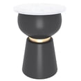 thumbnail image 1 of Moderne Marbre et Métal Table d'Appoint - Noir et Blanc et Or Brossé, 1 of 7